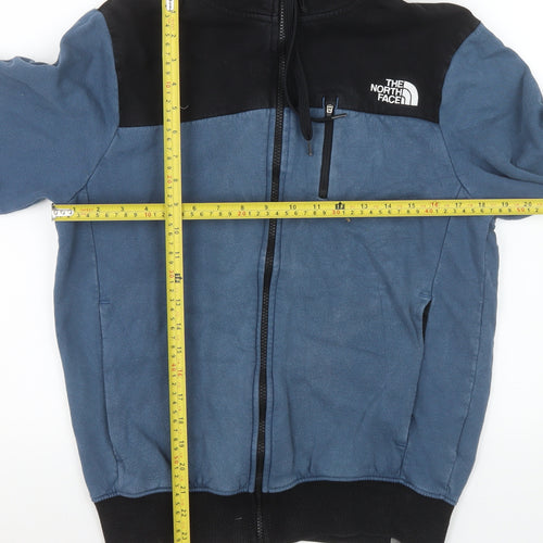 The North Face Mens Blue Hooded Cotton Full Zip Jacket Size S