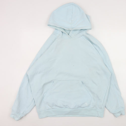 Adidas Women's Light Blue Pullover Hoodie Size L Cotton Blend Sweatshirt