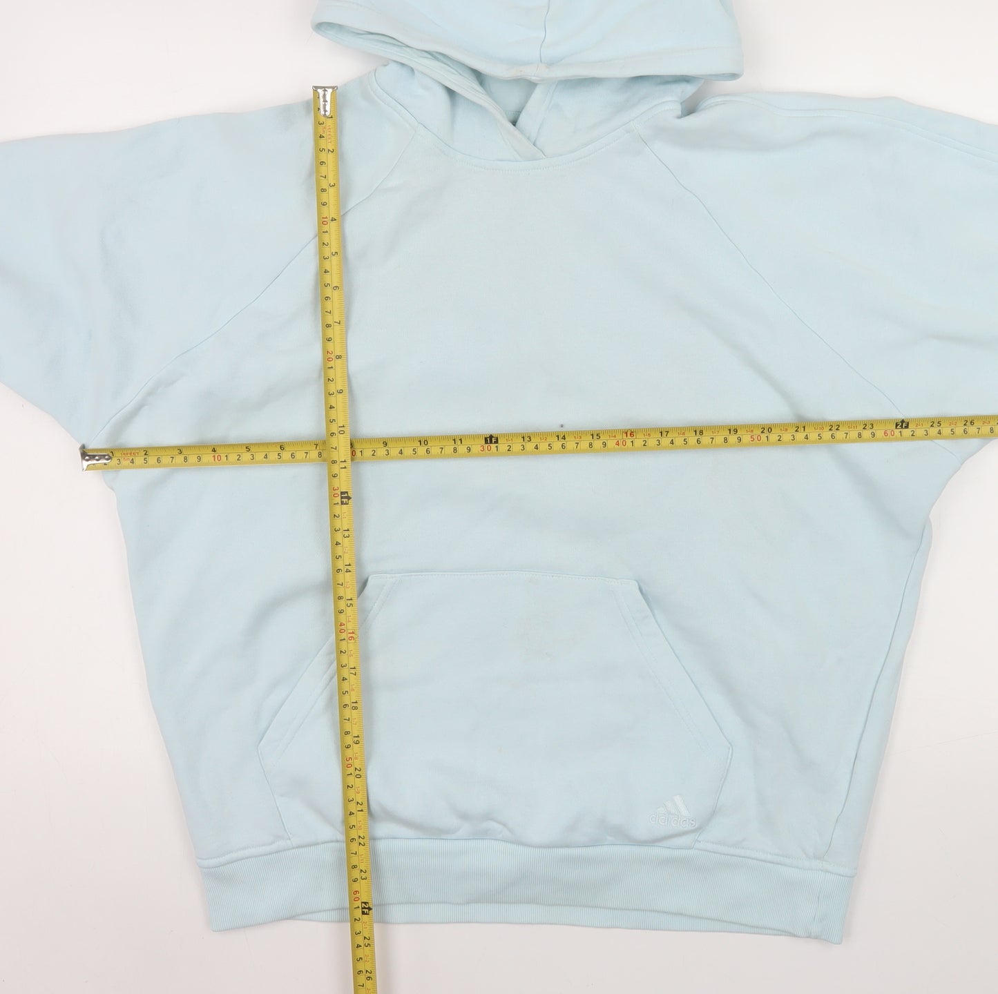 Adidas Women's Light Blue Pullover Hoodie Size L Cotton Blend Sweatshirt