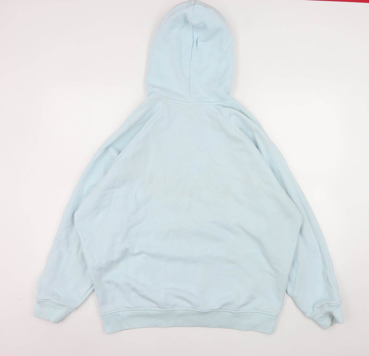 Adidas Women's Light Blue Pullover Hoodie Size L Cotton Blend Sweatshirt
