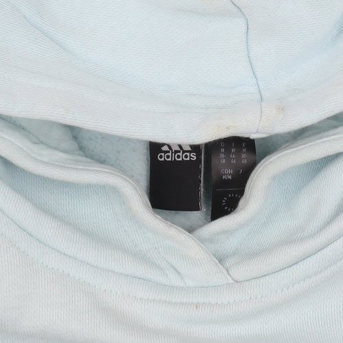 Adidas Women's Light Blue Pullover Hoodie Size L Cotton Blend Sweatshirt