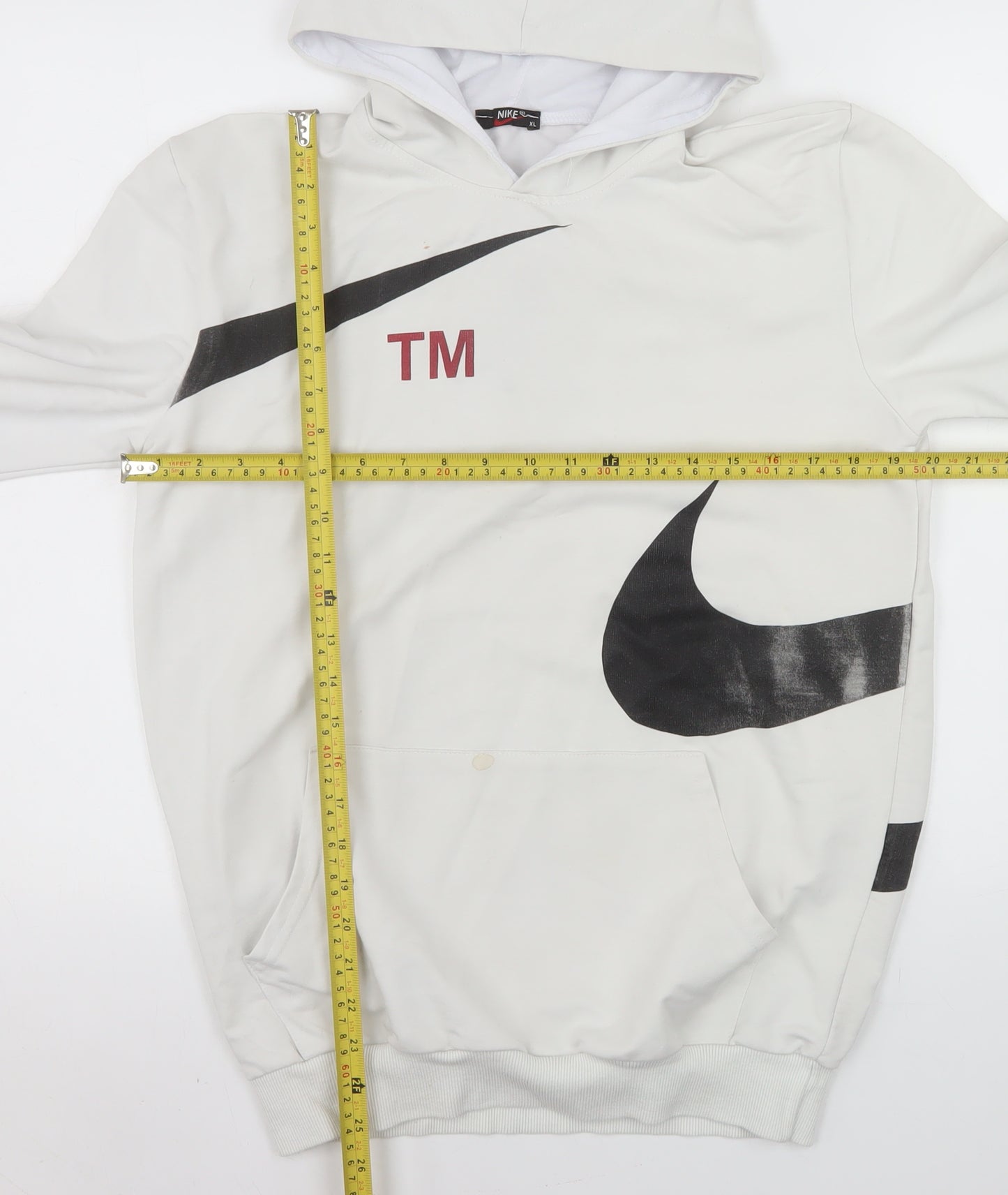 Nike Men's White XL Pullover Hoodie with Graphic Print Logo