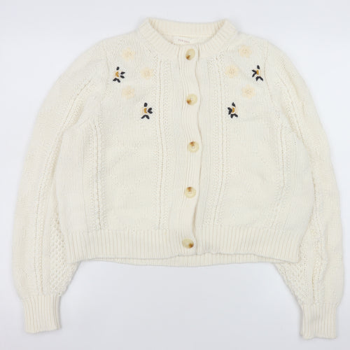 Marks and Spencer Women’s Ivory Embroidered Knit Cardigan Size 16