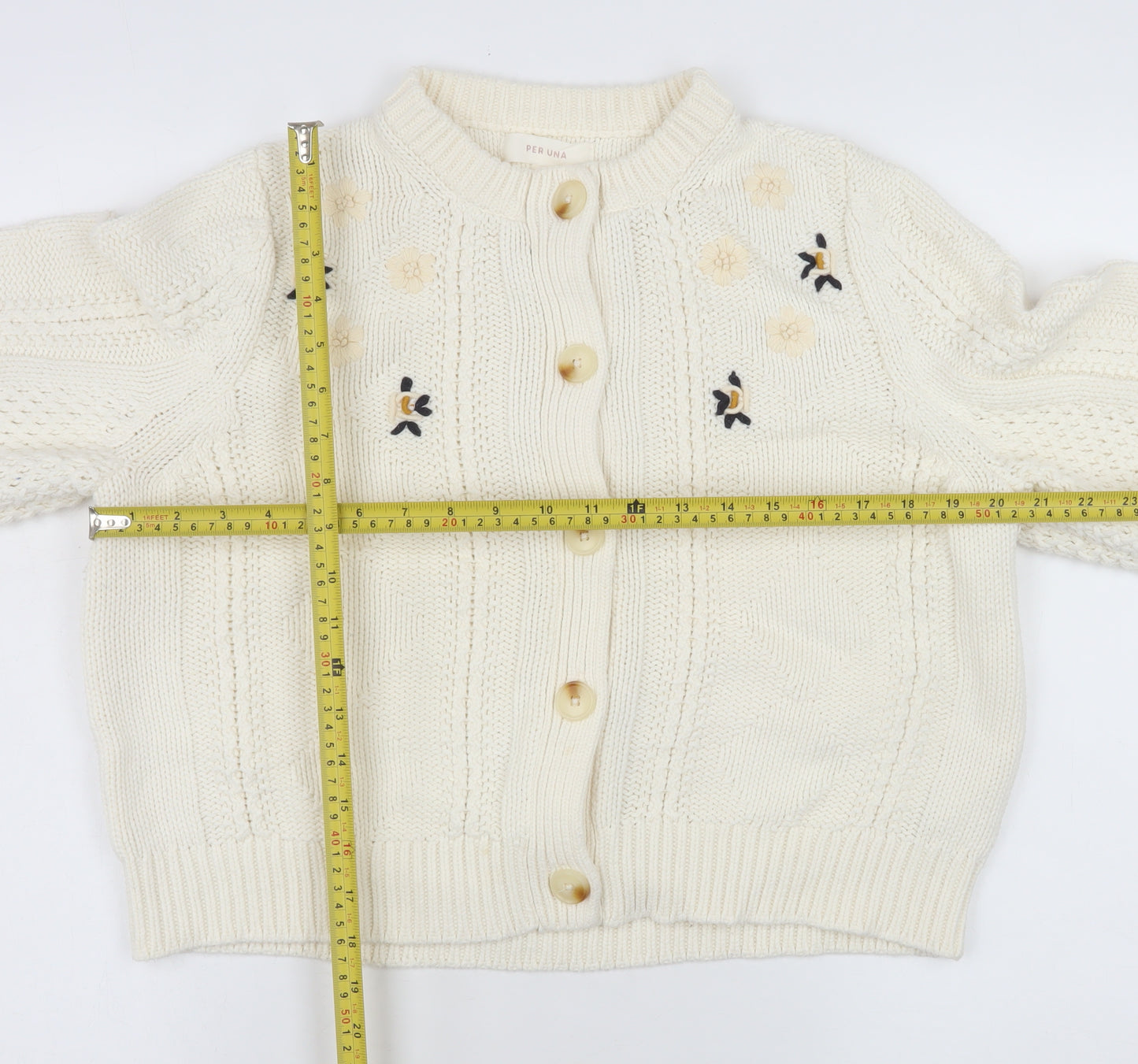 Marks and Spencer Women’s Ivory Embroidered Knit Cardigan Size 16