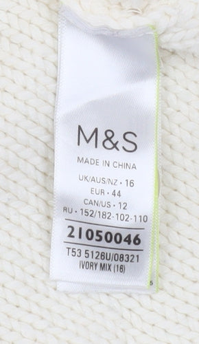 Marks and Spencer Women’s Ivory Embroidered Knit Cardigan Size 16