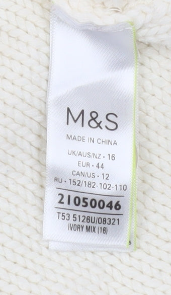 Marks and Spencer Women’s Ivory Embroidered Knit Cardigan Size 16