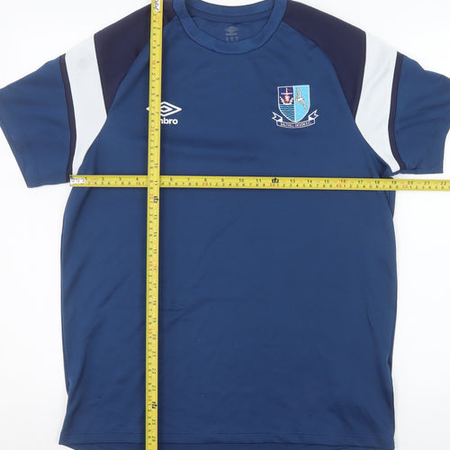 Umbro Men Blue Raglan Short Sleeve Football Jersey T-Shirt Size L