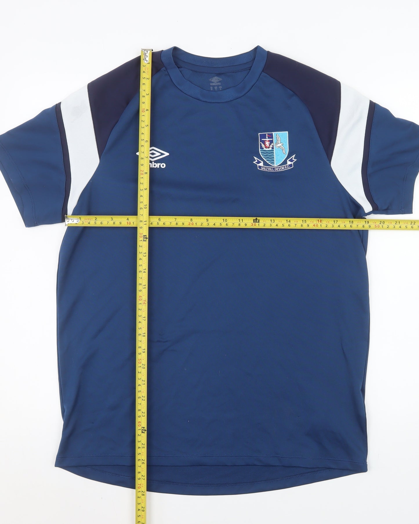 Umbro Men Blue Raglan Short Sleeve Football Jersey T-Shirt Size L