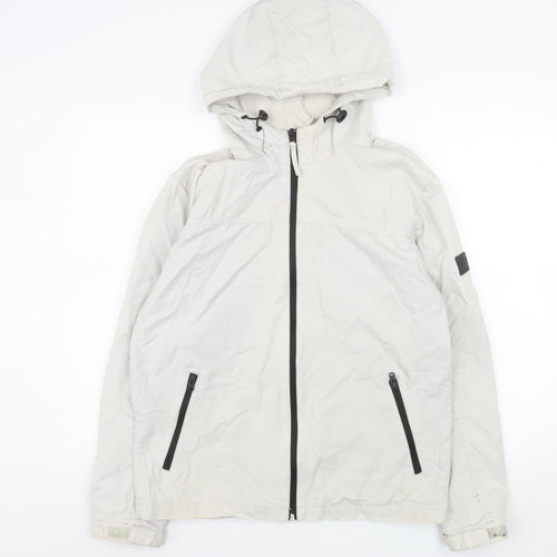 Jack & Jones Men’s White L Hooded Windbreaker Jacket