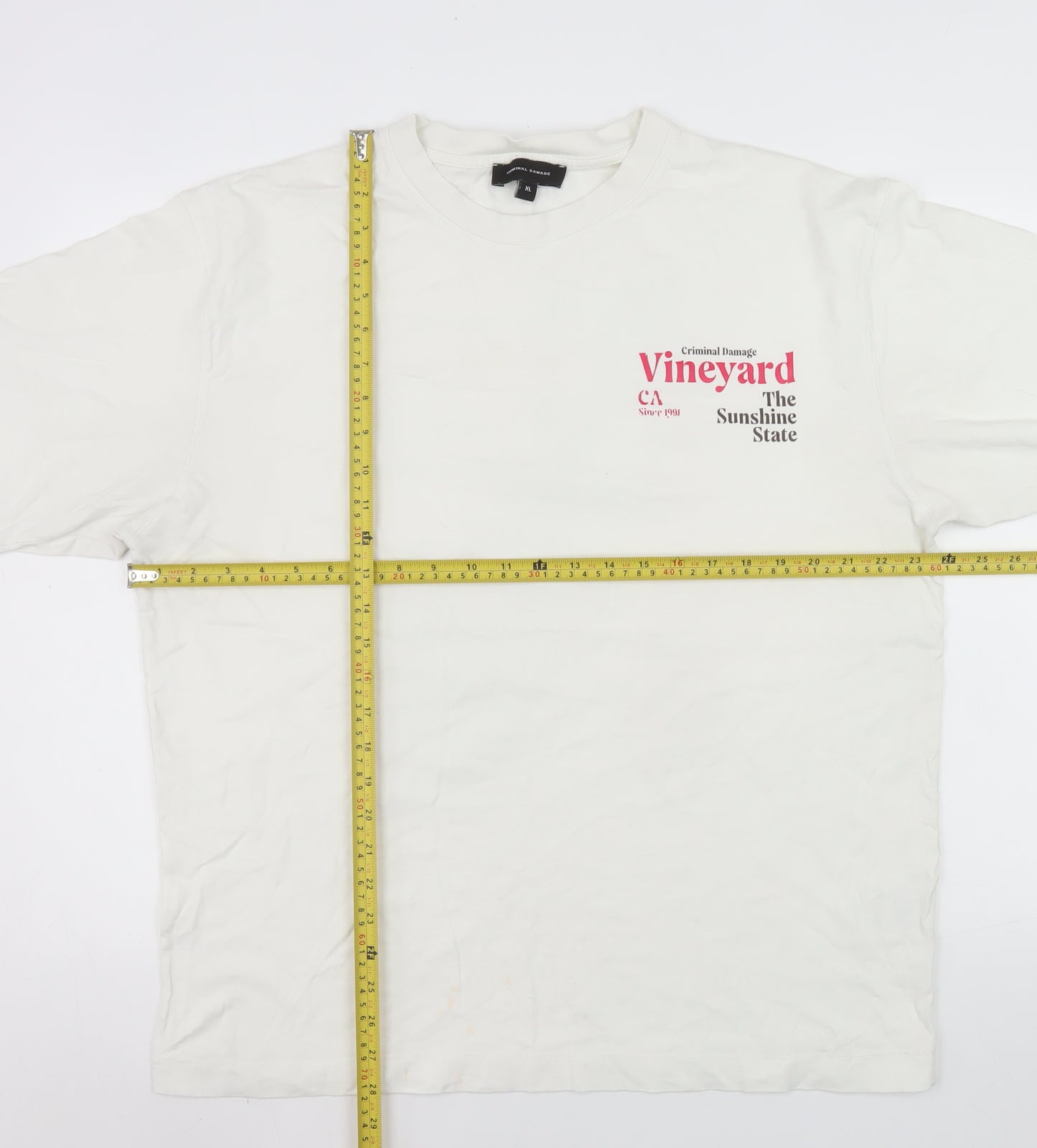 Criminal Damage Men's White California Vineyard Graphic T-Shirt XL