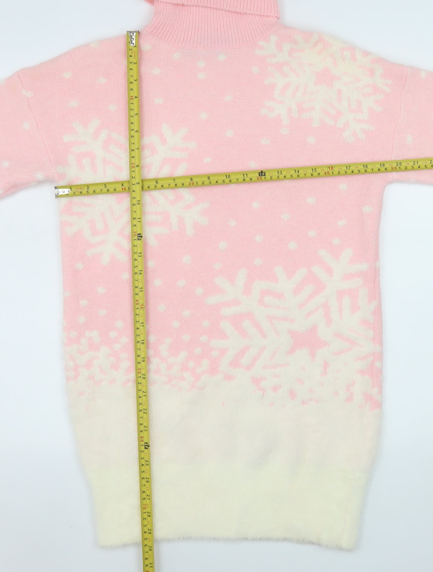 Boohoo Women Pink Roll Neck Snowflake Knit Jumper Size M