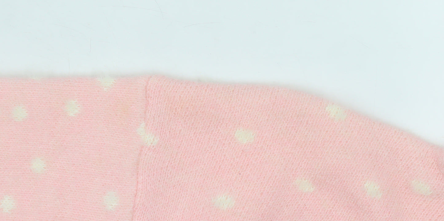 Boohoo Women Pink Roll Neck Snowflake Knit Jumper Size M