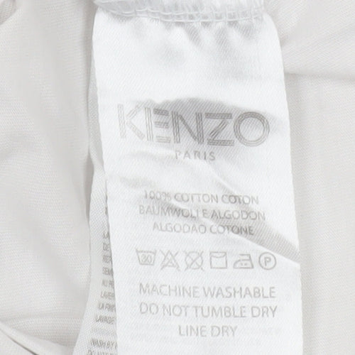 Kenzo Men's White Tiger Logo Embroidered Cotton T-Shirt L