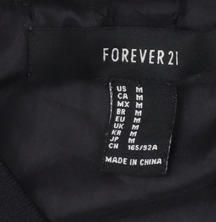 Forever 21 Men's Black Polyester Bomber Jacket Size M