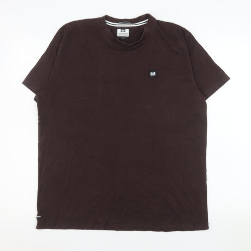 Weekend Offender Men's Brown Cotton Crew Neck T-Shirt Size L