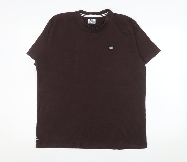 Weekend Offender Men's Brown Cotton Crew Neck T-Shirt Size L