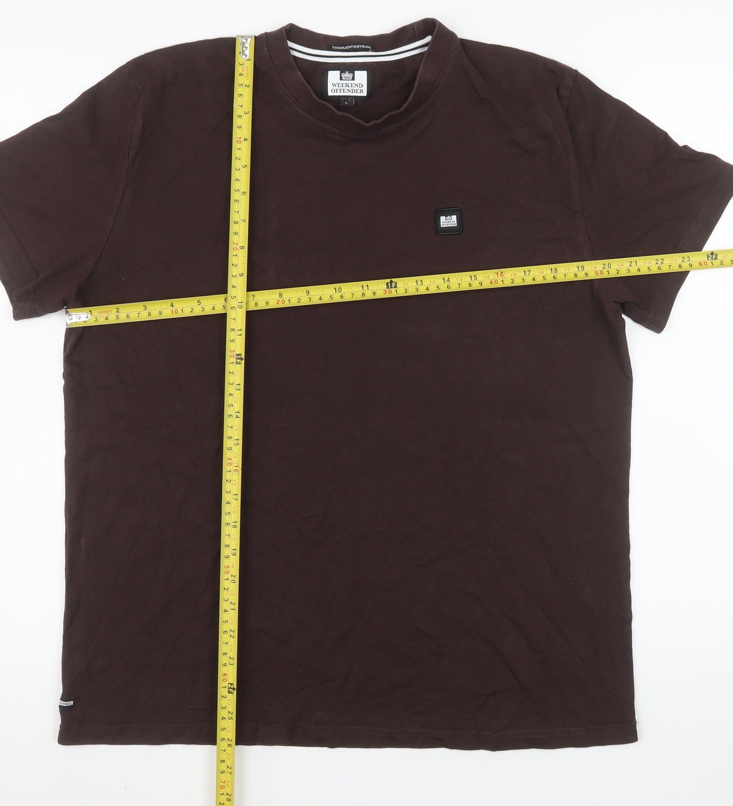 Weekend Offender Men's Brown Cotton Crew Neck T-Shirt Size L
