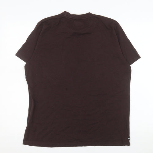 Weekend Offender Men's Brown Cotton Crew Neck T-Shirt Size L