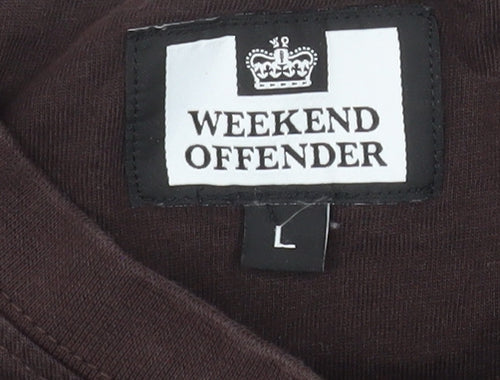 Weekend Offender Men's Brown Cotton Crew Neck T-Shirt Size L
