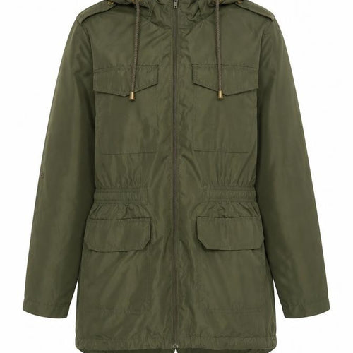 Brave Soul Women Green Parka Jacket Size 12 Hooded Mid-Length