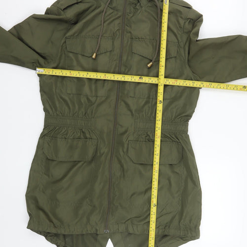 Brave Soul Women Green Parka Jacket Size 12 Hooded Mid-Length