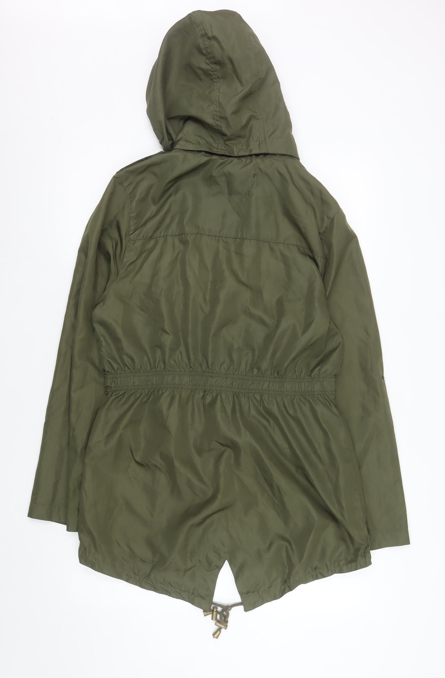 Brave Soul Women Green Parka Jacket Size 12 Hooded Mid-Length