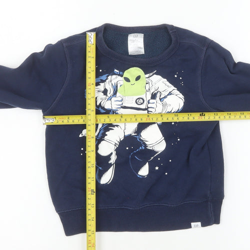GAP Boys Blue Space Alien Astronaut Pullover Sweatshirt 5 Years Fleece