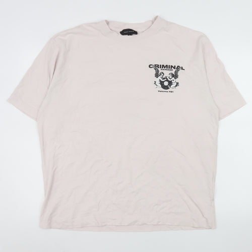Criminal Damage Men's Beige Music Graphic Print XL T-Shirt
