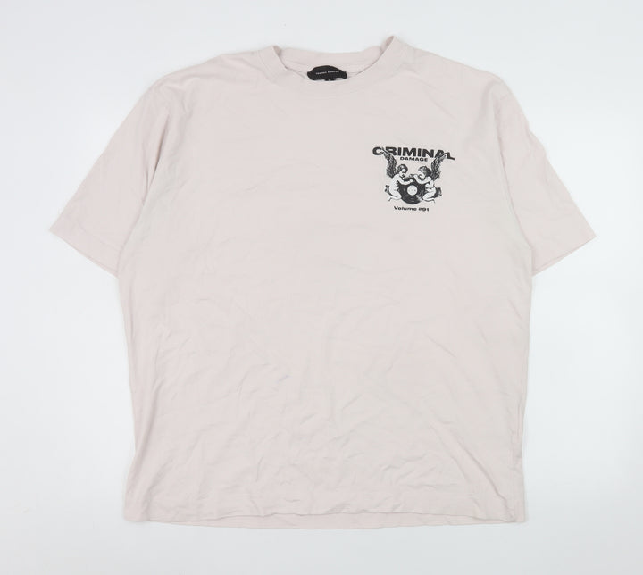 Criminal Damage Men's Beige Music Graphic Print XL T-Shirt