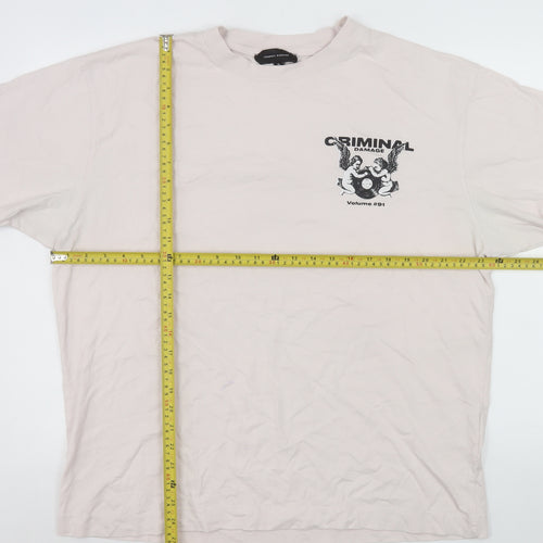 Criminal Damage Men's Beige Music Graphic Print XL T-Shirt