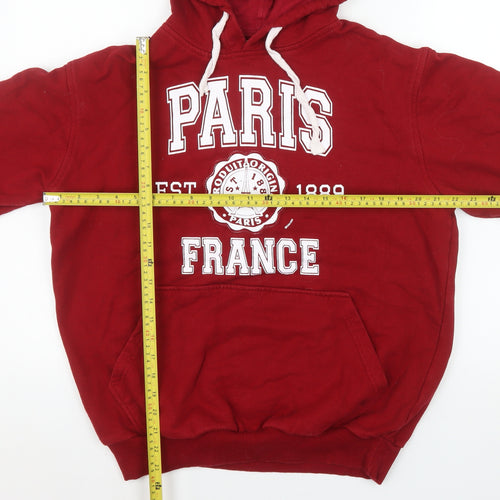 Paris Produit Original Men's Red Pullover Hoodie L Graphic Print