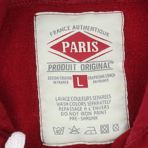 Paris Produit Original Men's Red Pullover Hoodie L Graphic Print