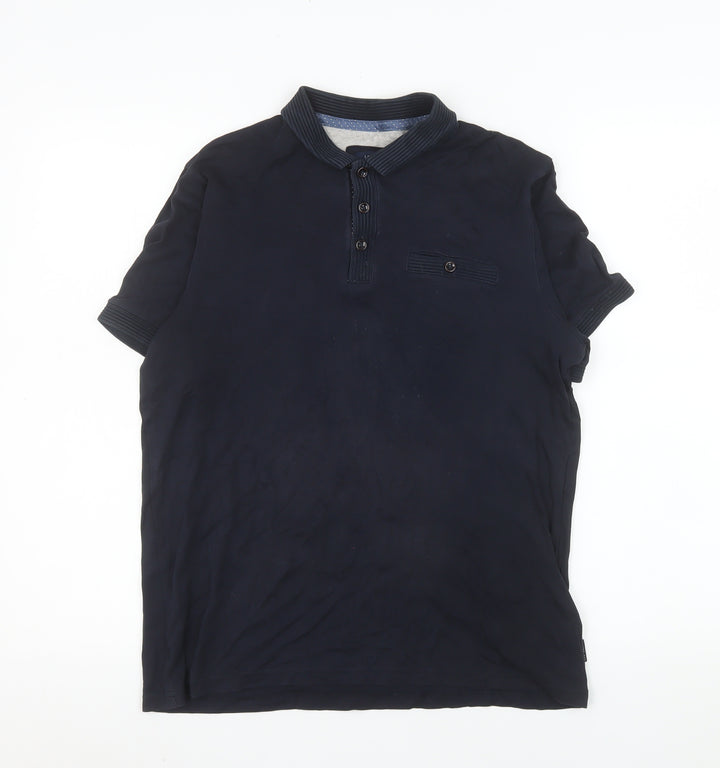 Ted Baker Men's Blue Short Sleeve Cotton Polo Shirt Size S
