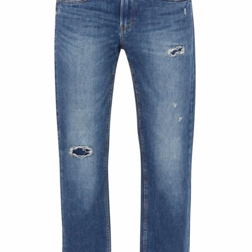 Allen Solly Men's Blue Distressed Straight Fit Jeans 32W 32L