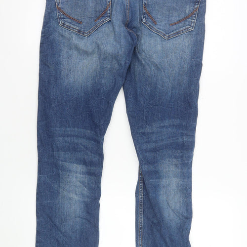 Allen Solly Men's Blue Distressed Straight Fit Jeans 32W 32L