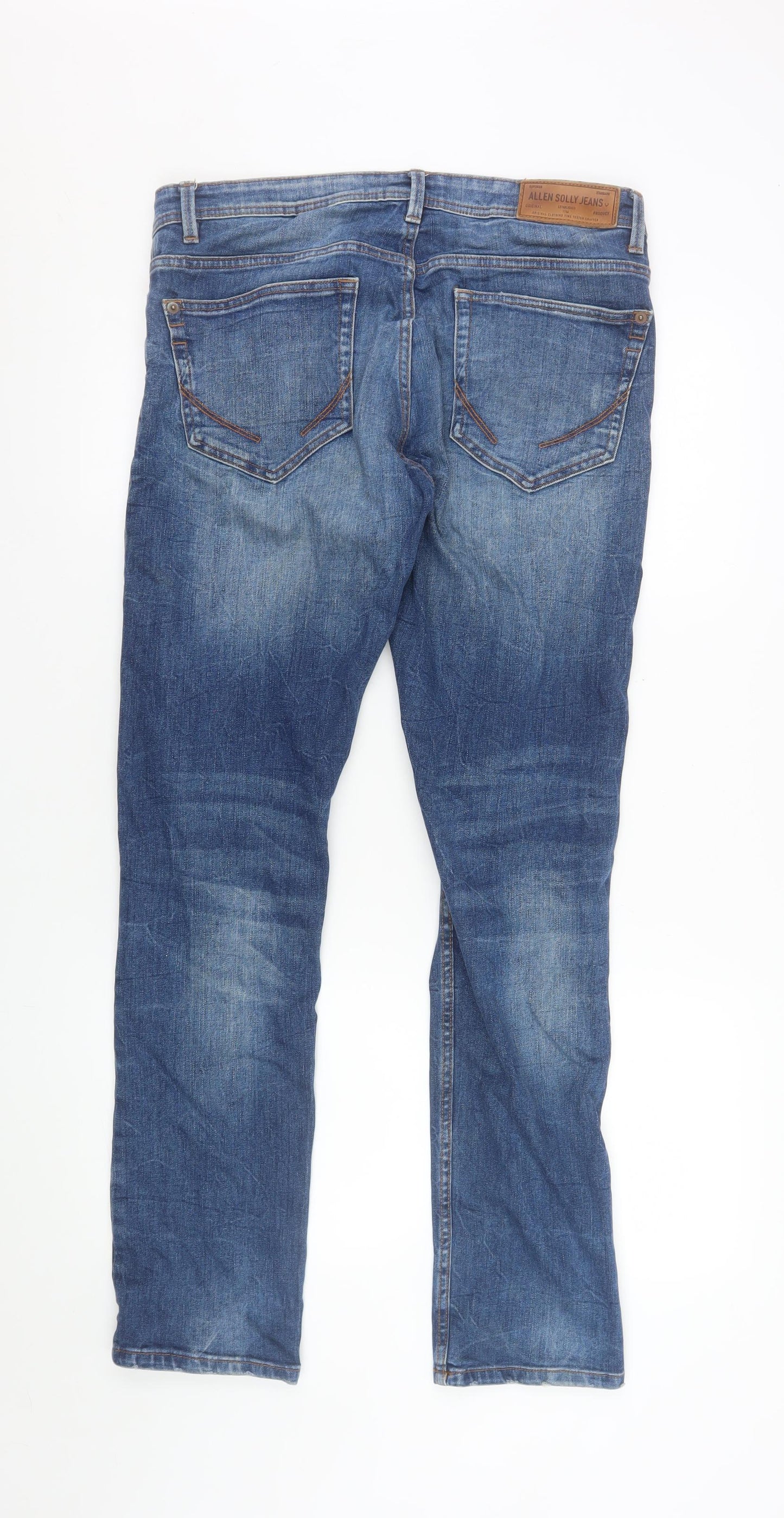 Allen Solly Men's Blue Distressed Straight Fit Jeans 32W 32L