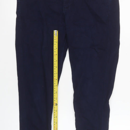 Oasis Womens Blue Capri Stretch Slim Fit Trousers Size 14
