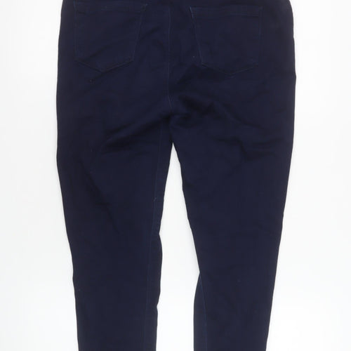 Oasis Womens Blue Capri Stretch Slim Fit Trousers Size 14