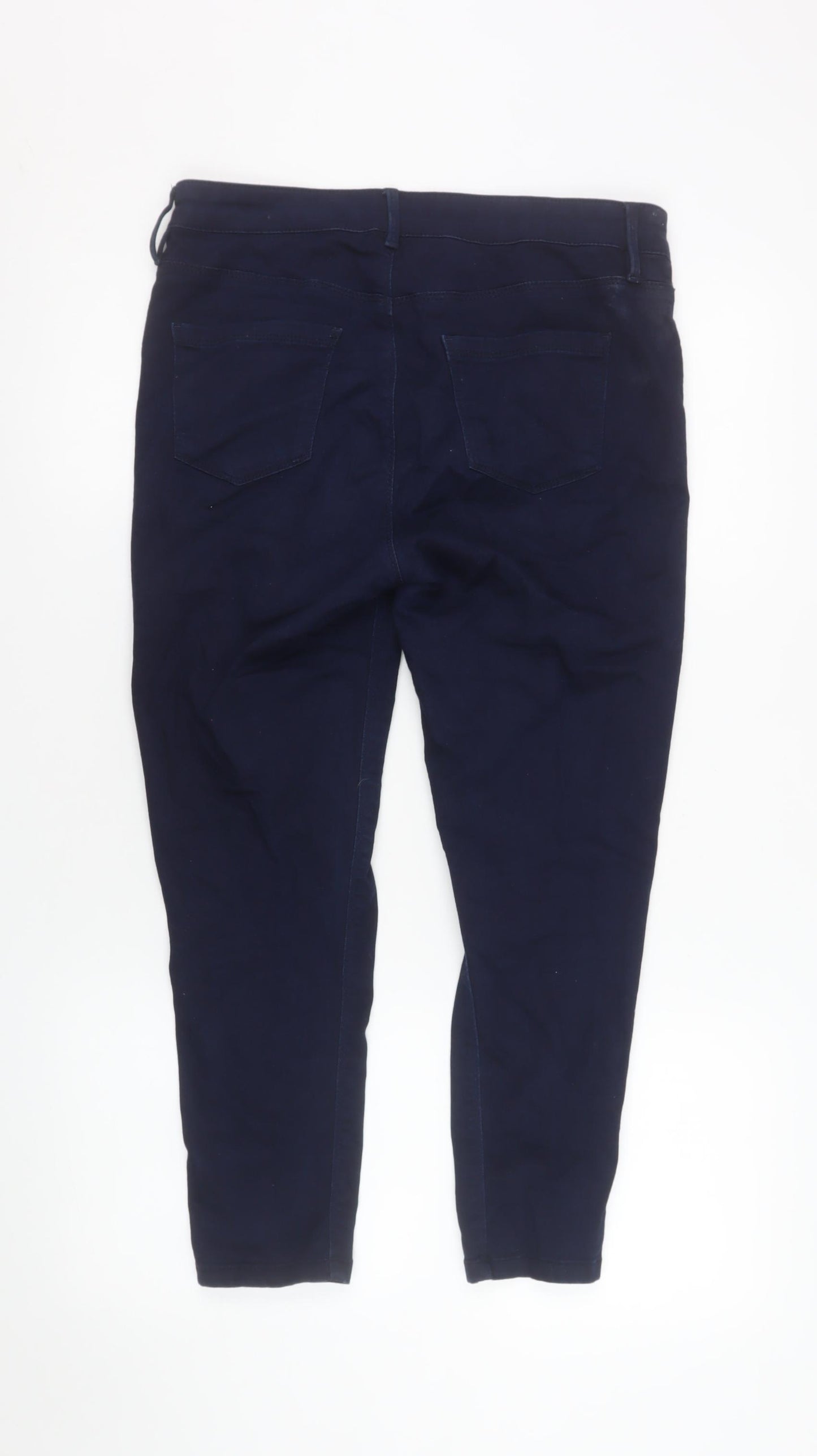 Oasis Womens Blue Capri Stretch Slim Fit Trousers Size 14