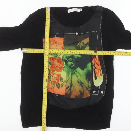 Red Queen Womens Black Art Print Zip T-Shirt Size S