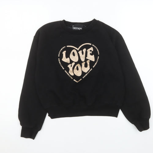 Skechers Girls Black Love You Graphic Pullover Sweatshirt 12-13 Years