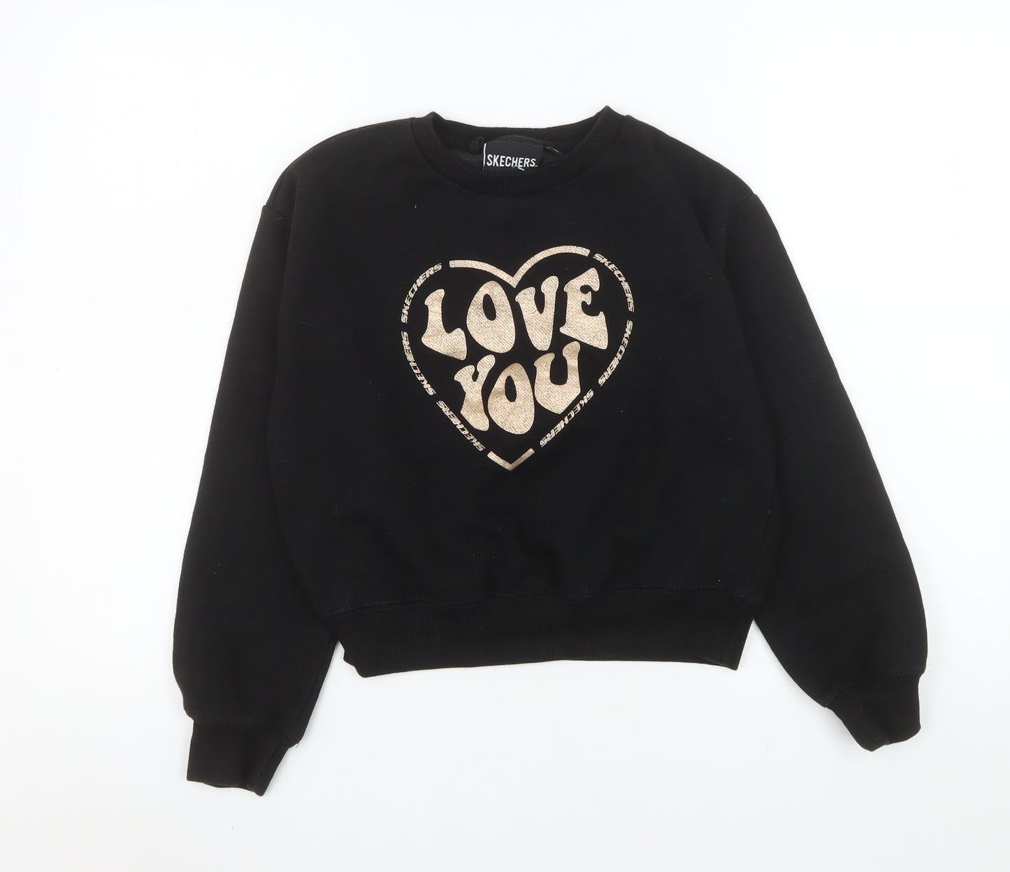 Skechers Girls Black Love You Graphic Pullover Sweatshirt 12-13 Years