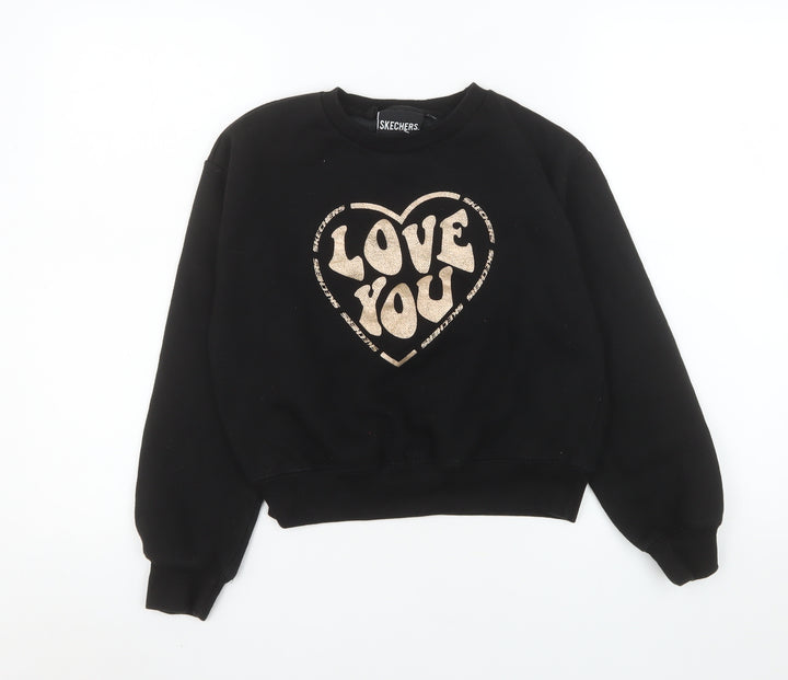 Skechers Girls Black Love You Graphic Pullover Sweatshirt 12-13 Years