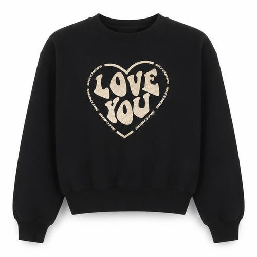 Skechers Girls Black Love You Graphic Pullover Sweatshirt 12-13 Years