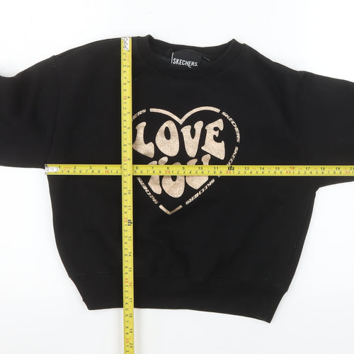 Skechers Girls Black Love You Graphic Pullover Sweatshirt 12-13 Years