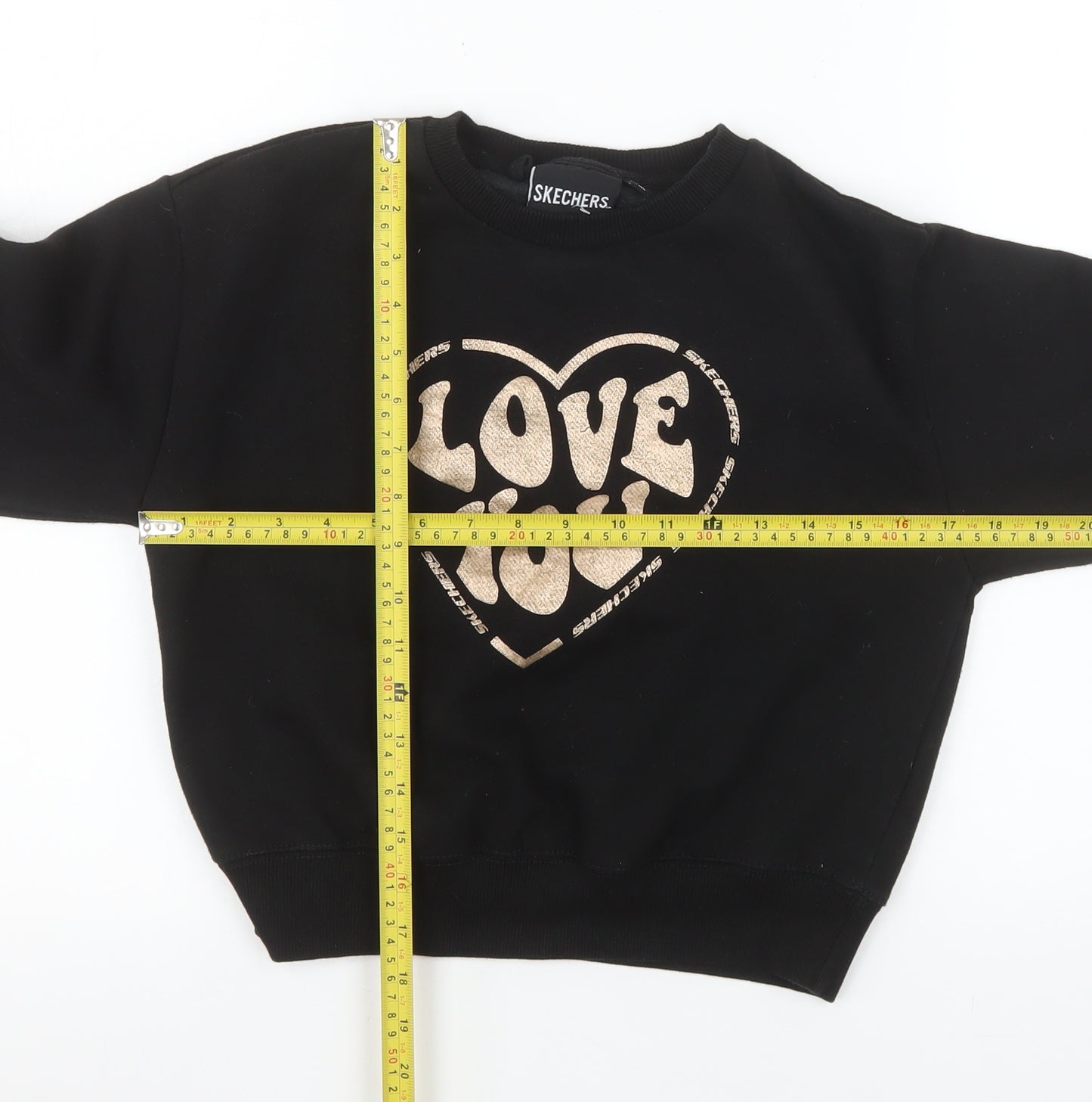 Skechers Girls Black Love You Graphic Pullover Sweatshirt 12-13 Years