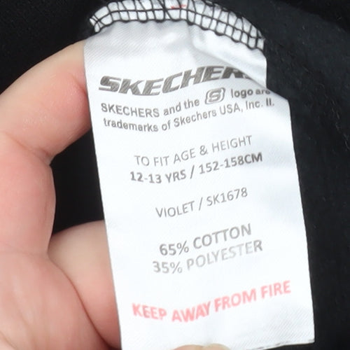 Skechers Girls Black Love You Graphic Pullover Sweatshirt 12-13 Years