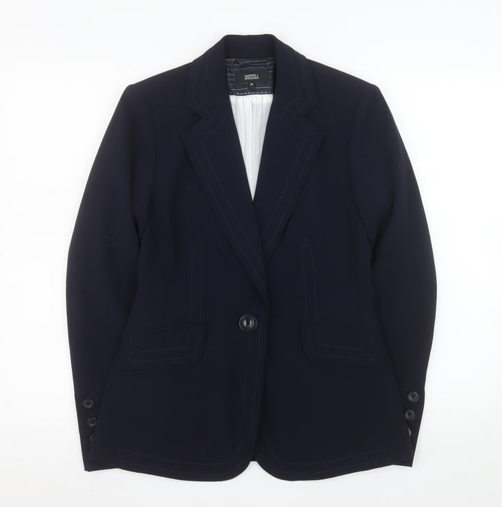 Marks and Spencer Women's Navy Single-Breasted Blazer UK 10