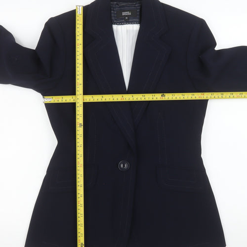Marks and Spencer Women's Navy Single-Breasted Blazer UK 10