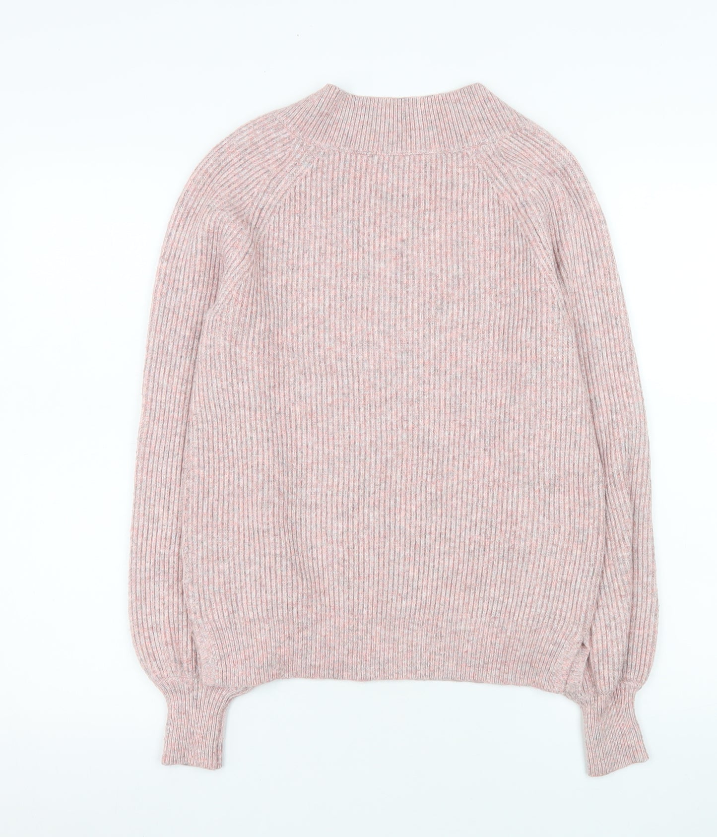 Next Womens Pink V-Neck Ribbed Knit Pullover Jumper XS
